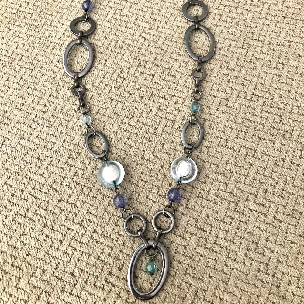 Cecil Silver-Tone Necklace – Soft Light Blue Accents